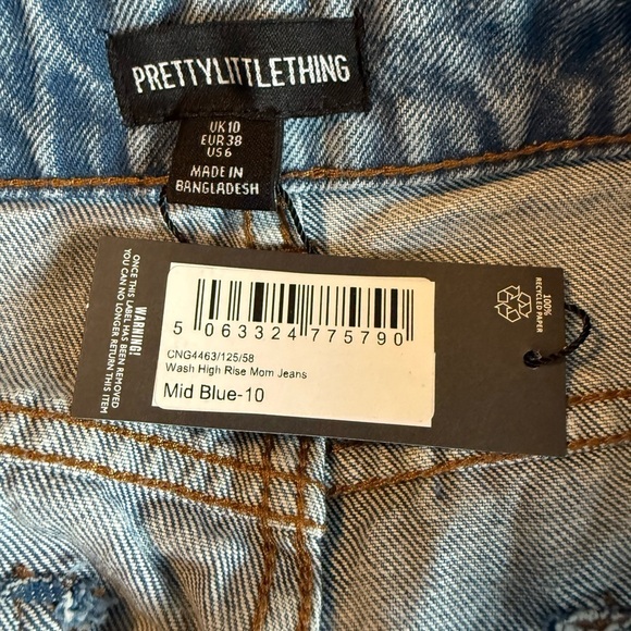PrettyLittleThing Blue Relaxed Jeans High-Waisted Vintage Style Size 6 NWT - Picture 3 of 3